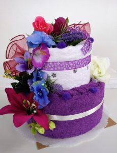 VER Textilní dort dvoupatrový fialovo-bílý