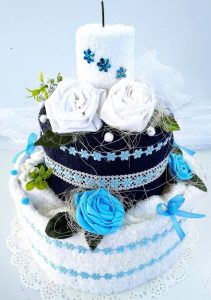 VER Textilní dort dvoupatrový modro/bílý