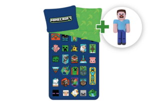 Sada povlečení Minecraft Badges + plyšová hračka Steve